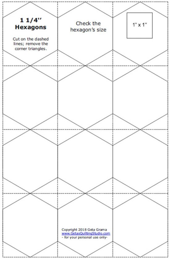 Quick and easy way to cut hexagon templates for English paper piecing