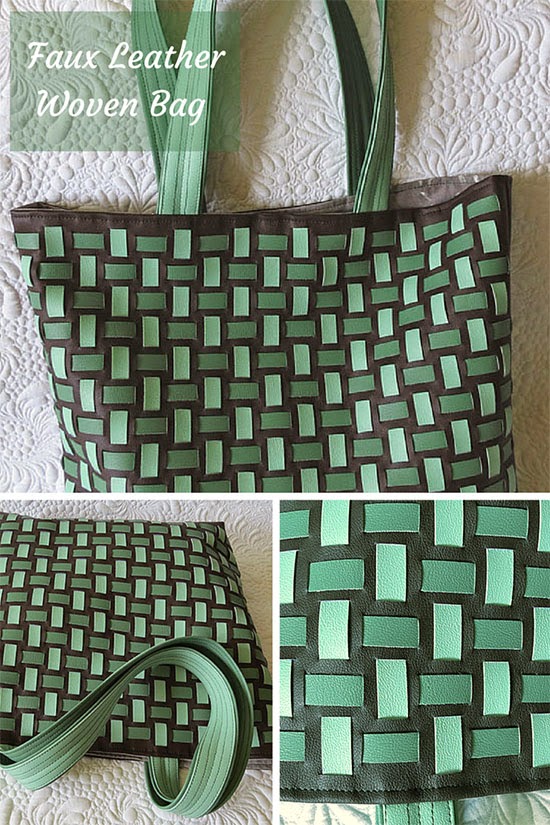 Faux leather woven bag