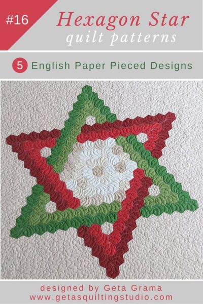 hexagon star English paper pieced quilt pattern