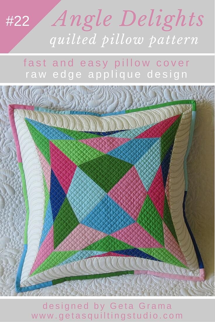Simple geometric applique pillow quilt pattern