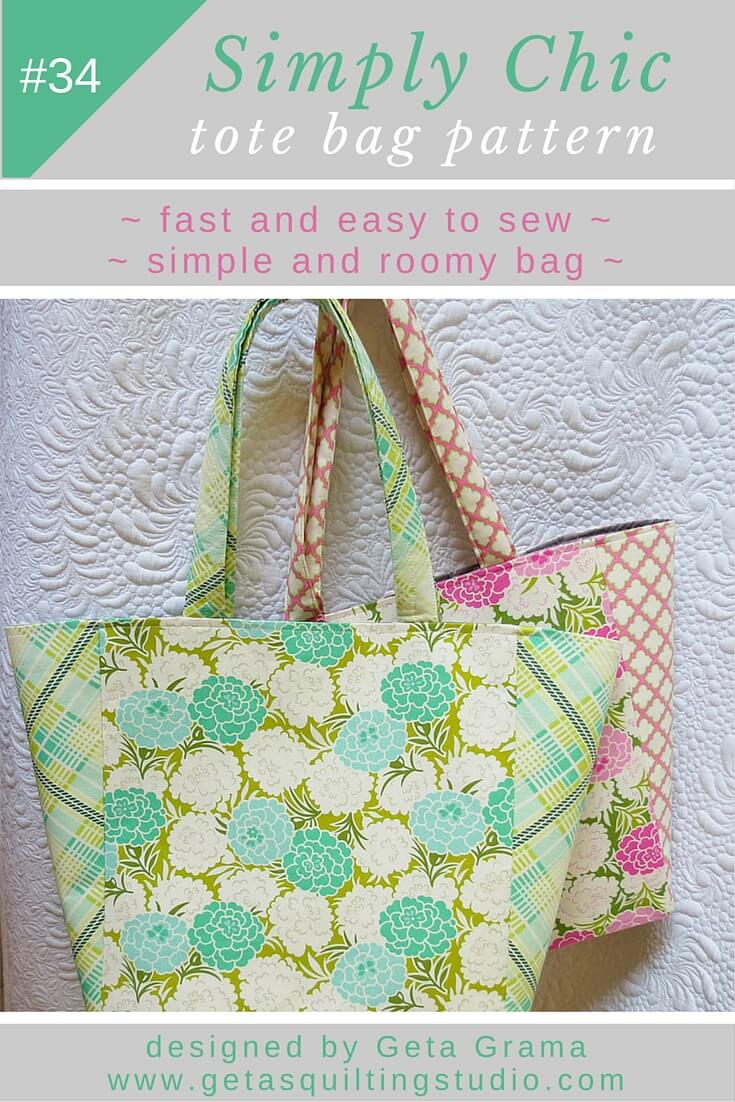 Download Tote bag pattern for a quick, easy, simple and chic tote bag.