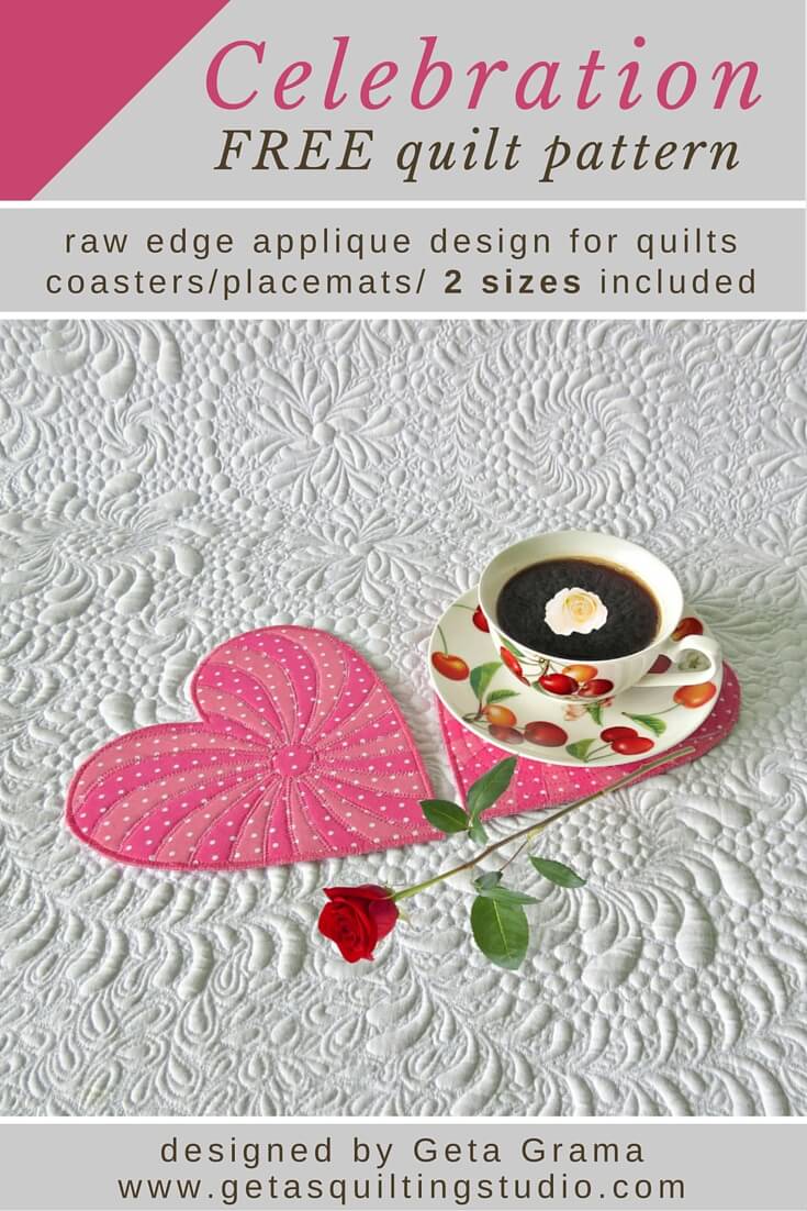 Free heart pattern for quilts, coasters, placemats