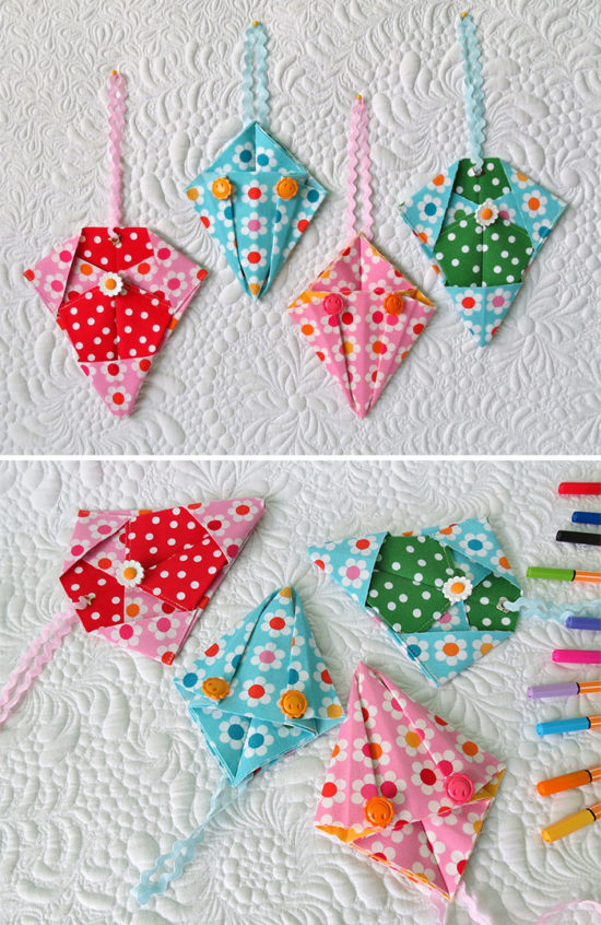 Fabric Origami Bag Patterns sew fun origami folded pockets.
