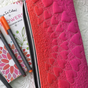 Fun heart design turned into a quilted pouch.