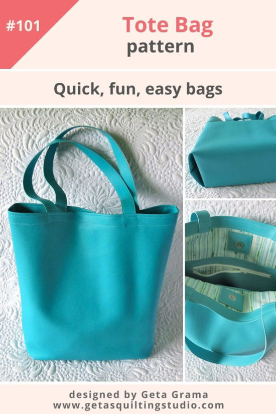The easiest and quickest pouch and tote bag patterns - Geta's Quilting ...