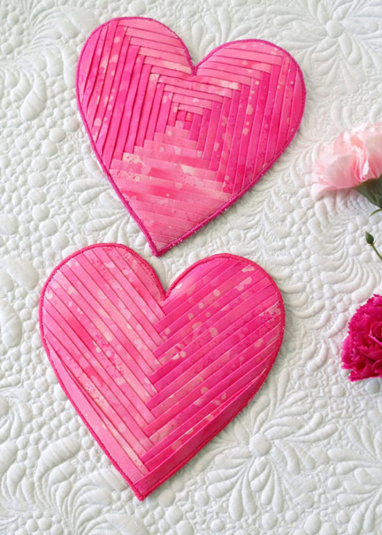 Fabric heart coasters pattern Geta's Quilting Studio