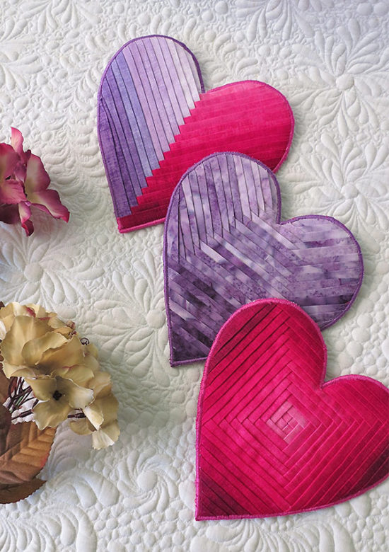 Fabric heart coasters pattern Geta's Quilting Studio