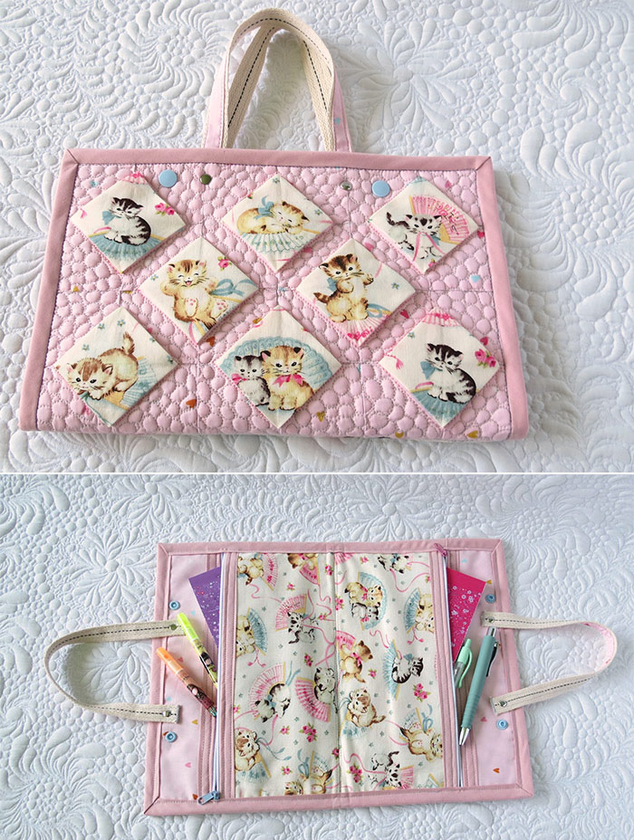 Folded fabric quilt pattern