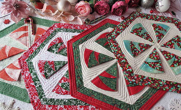 Folded trees-quilted table topper