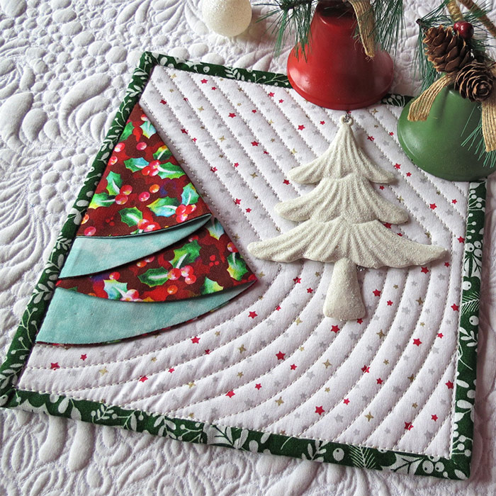 Folded trees-quilted table topper