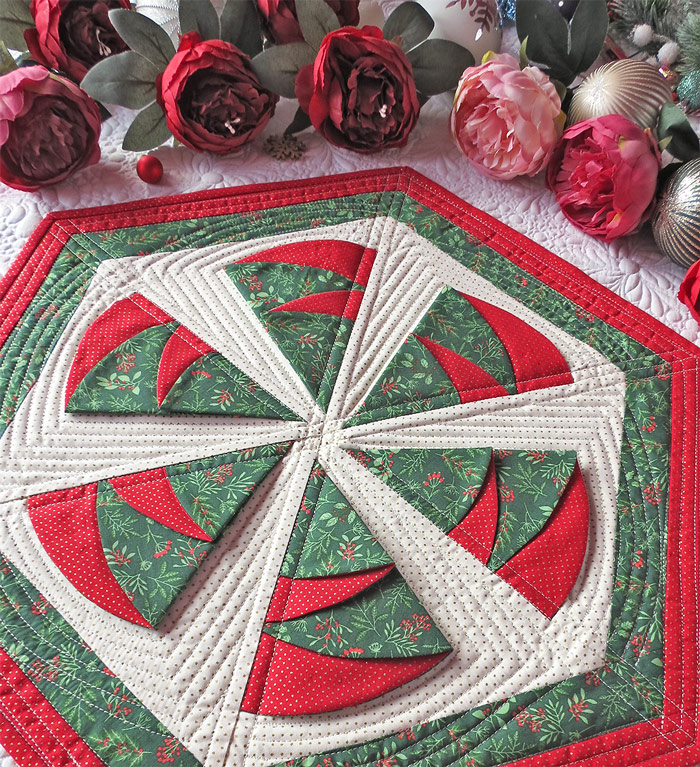 Folded trees-quilted table topper