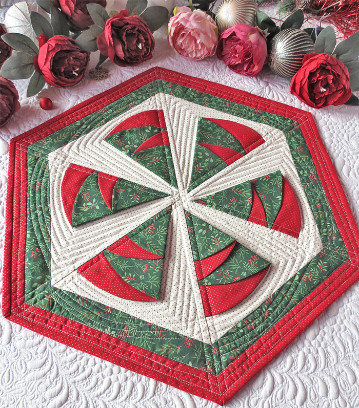 Folded trees-quilted table topper