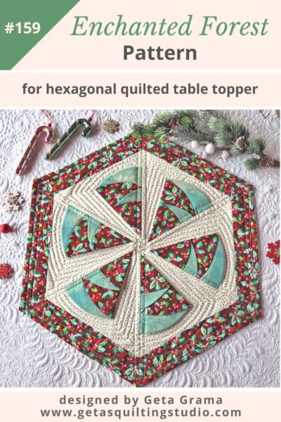 Folded trees-quilted table topper