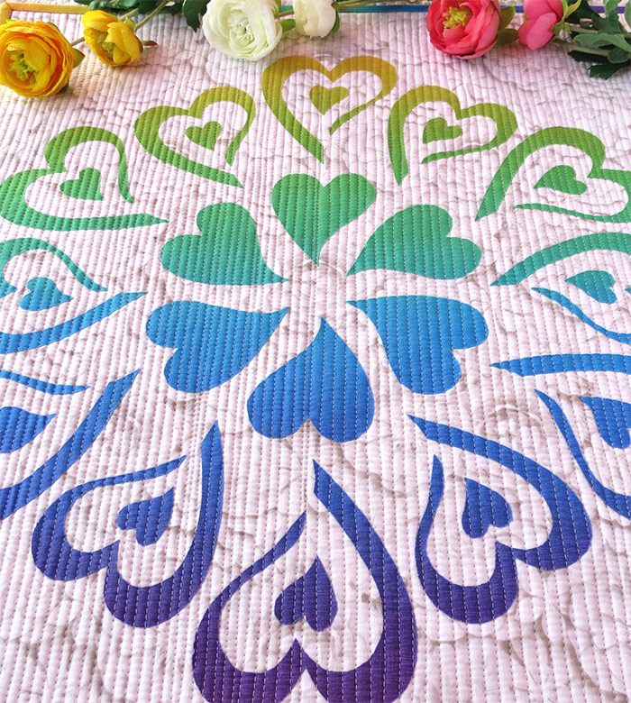 Reverse applique heart quilt pattern