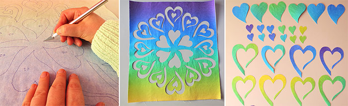 Reverse applique heart quilt pattern