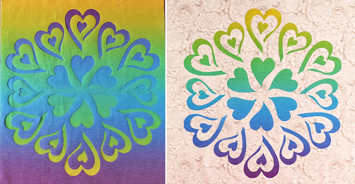 Reverse applique heart quilt pattern