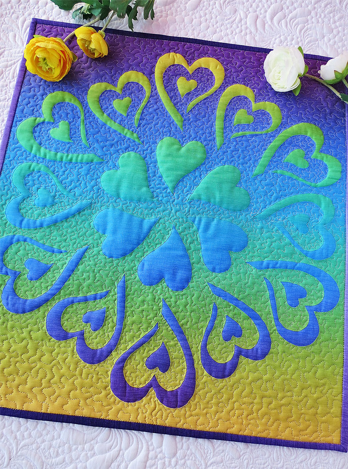 Reverse applique heart quilt pattern