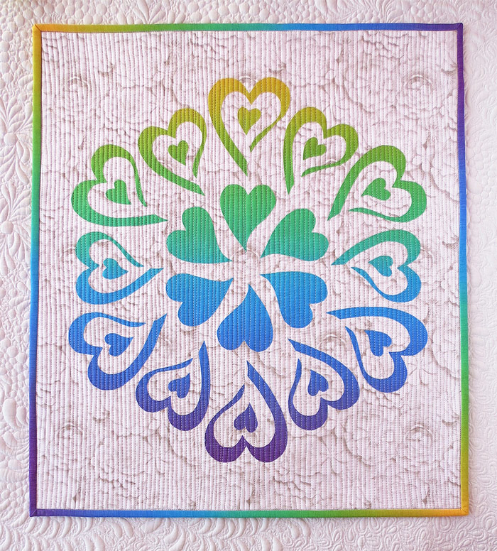 Reverse applique heart quilt pattern