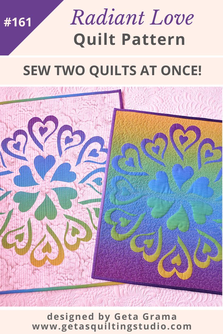 Reverse applique heart quilt pattern