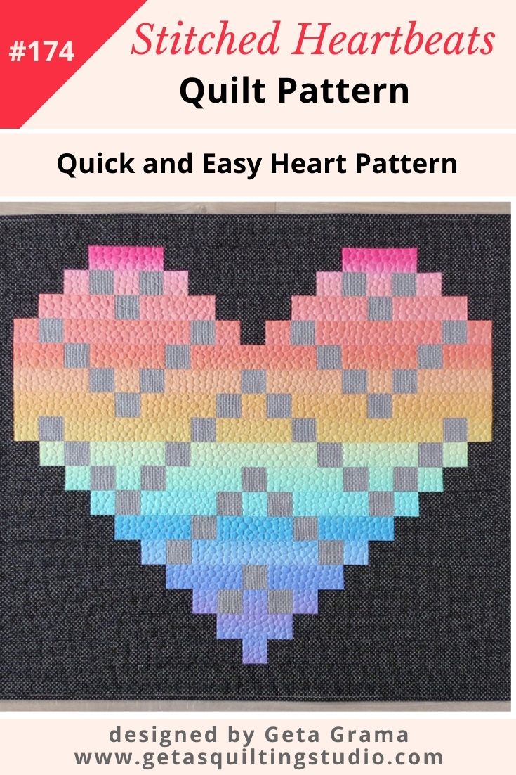 Modern heart quilt pattern