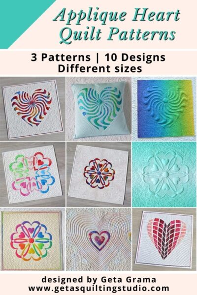 Applique heart 3-pattern bundle