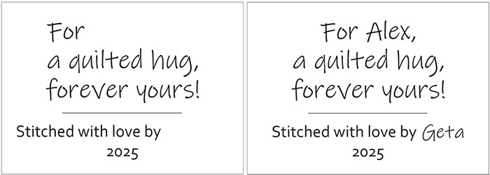 Personalized quilt label designs
