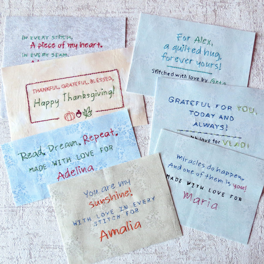 Personalized quilt label designs