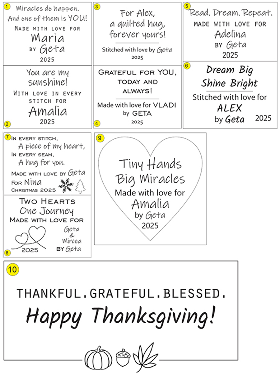 Personalized quilt label designs