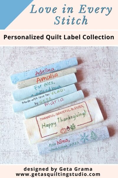 Personalized quilt label collection