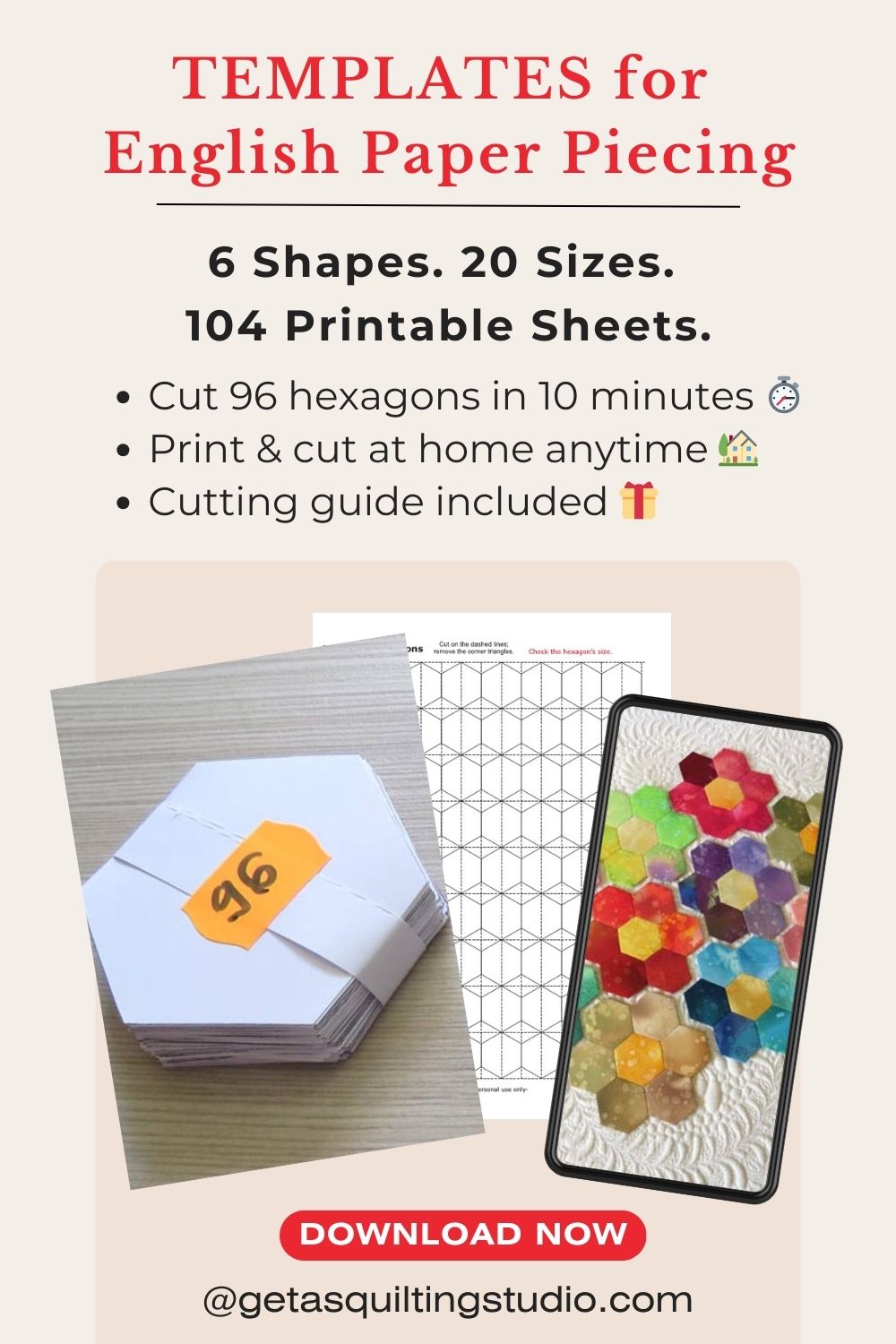Templates for English paper piecing