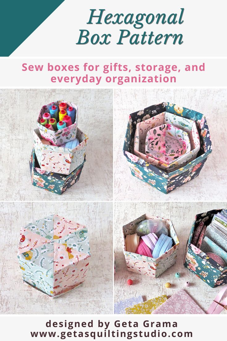 Hexagonal Fabric Box Pattern + Bonus Pattern - Geta's Quilting Studio